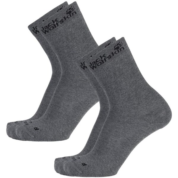 2-Pairs Jack Wolfskin Casual Ankle Socks Classic Cut Organic Cotton - Dark Grey Dark Grey / 35-37