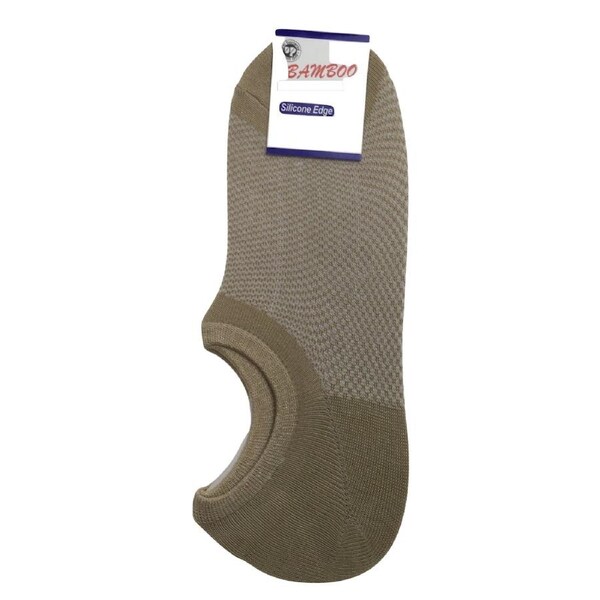 1 Pair NO SHOW BAMBOO SOCKS Non Slip Heel Grip Low Cut Invisible Footlet Beige / 2-8