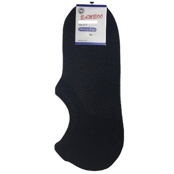 1 Pair NO SHOW BAMBOO SOCKS Non Slip Heel Grip Low Cut Invisible Footlet Black / 6-11