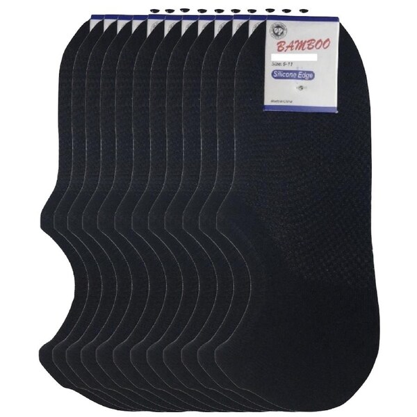 12x Pairs No Show Bamboo Socks Non-Slip Heel Grip Low Cut Invisible Footlet New Beige / 11-14