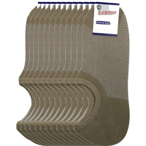 12x Pairs No Show Bamboo Socks Non-Slip Heel Grip Low Cut Invisible Footlet New White / 6-11