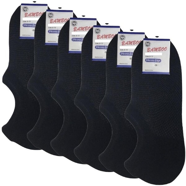 6x Pairs No Show Bamboo Socks Non-Slip Heel Grip Low Cut Invisible Footlet New Beige / 11-14