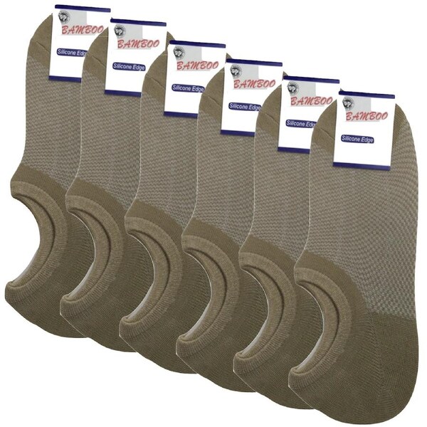6x Pairs No Show Bamboo Socks Non-Slip Heel Grip Low Cut Invisible Footlet New Black / 11-14