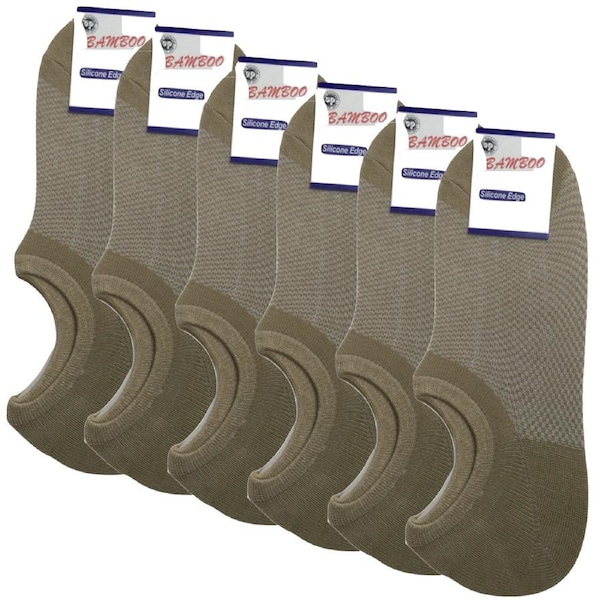 6x Pairs No Show Bamboo Socks Non-Slip Heel Grip Low Cut Invisible Footlet New White / 2-8