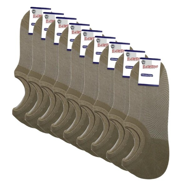 9x Pairs No Show Bamboo Socks Non-Slip Heel Grip Low Cut Invisible Footlet New Beige / 11-14