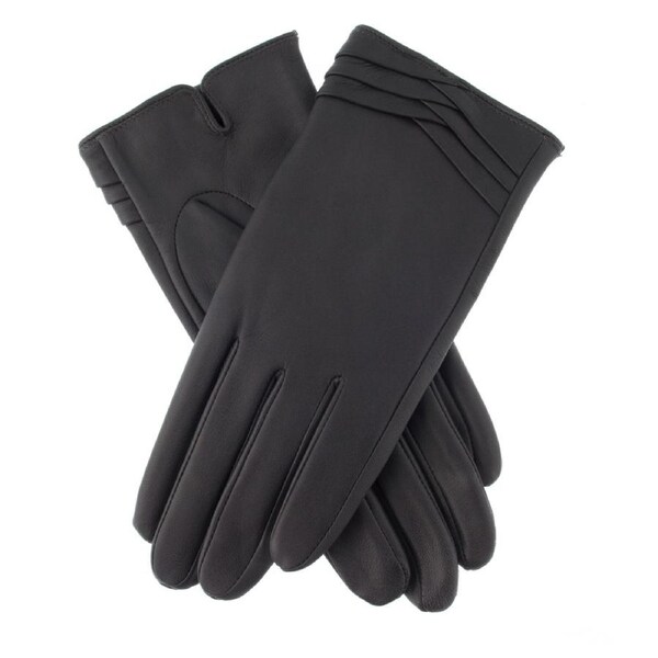Dents Womens Ladies Katrina Detail Folded Cuff Warm Winter Soft Gloves - Black Charcoal / 7.5