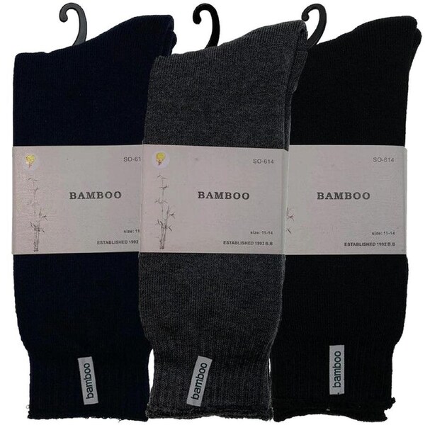 3 Pairs PREMIUM BAMBOO SOCKS Mens Heavy Duty Thick Work Socks BULK Cushion Assorted Colour Pack / 11-14