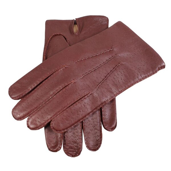 DENTS Mens Kent Perforated Leather Gloves With 3-Point Stitch Detail & Palm Vent English Tan / Medium