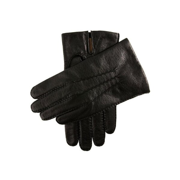 DENTS Mens Kent Perforated Leather Gloves With 3-Point Stitch Detail & Palm Vent Black / Medium