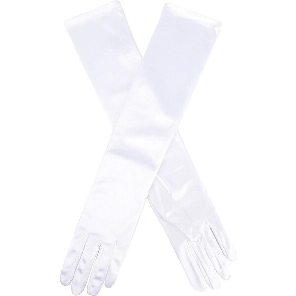 Dents Womens Semi-Sheen Finish Elbow Length Evening Gloves Formal Ball Prom Deb White