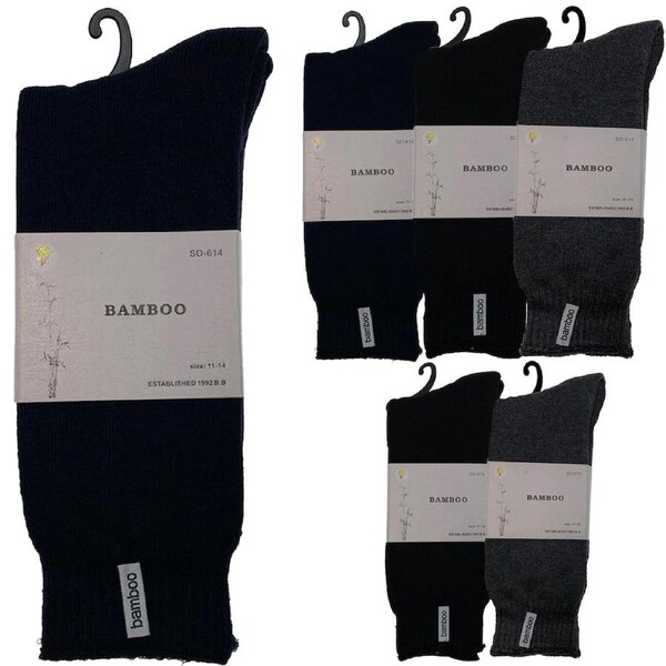 6 Pairs PREMIUM BAMBOO SOCKS Mens Heavy Duty Thick Work Socks BULK Cushion Charcoal Grey / 11-14