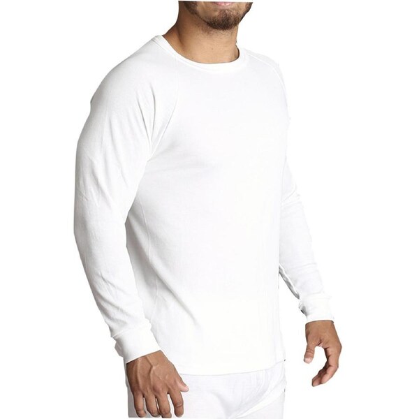 Mens Merino Wool Blend Long Sleeve Thermal Top Underwear Thermals Base Layer Beige / M
