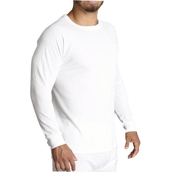 Mens Merino Wool Blend Long Sleeve Thermal Top Underwear Thermals Base Layer Beige / XXL