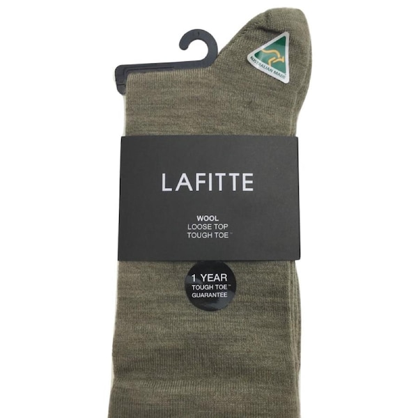 AUSTRALIAN MADE Wool Loose Top Socks Wide Top Comfort High Quality Tough Toe Earth / 11-14