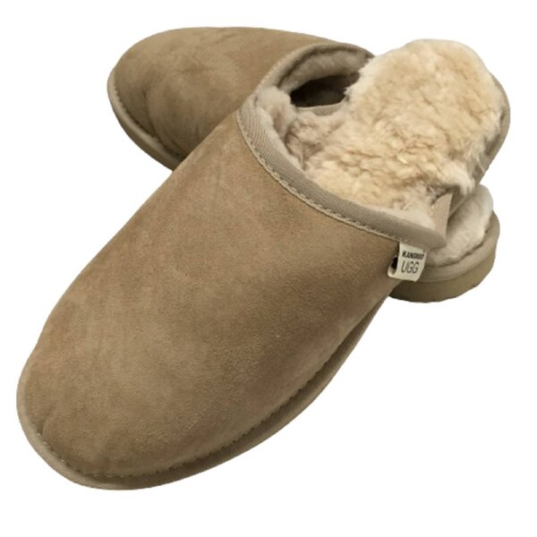 100% Australian Merino Sheepskin Scuffs Moccasins Slippers Winter Slip On UGG - Mens Sand / 10