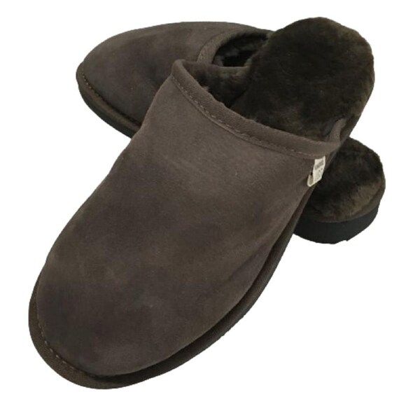 100% Australian Merino Sheepskin Scuffs Moccasins Slippers Winter Slip On UGG - Mens Chocolate / 8