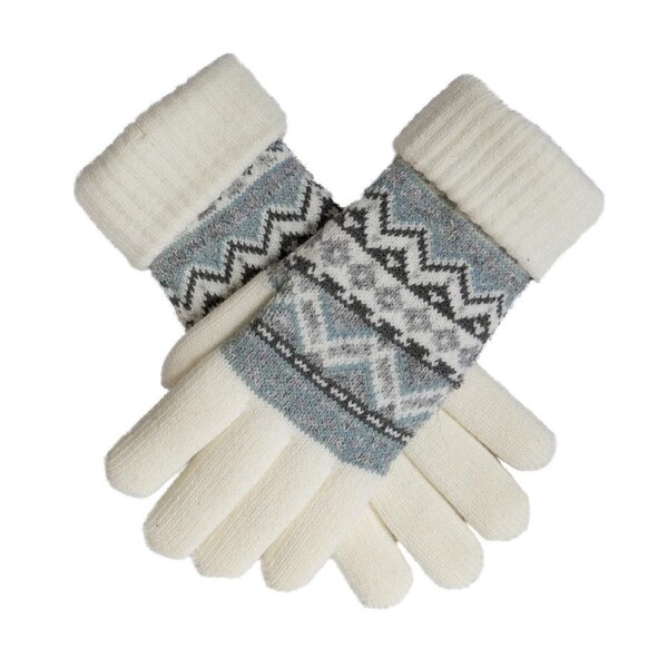 Dents Womens Fair Isle Knitted Gloves Warm Winter Premium Knit Black/Winter White