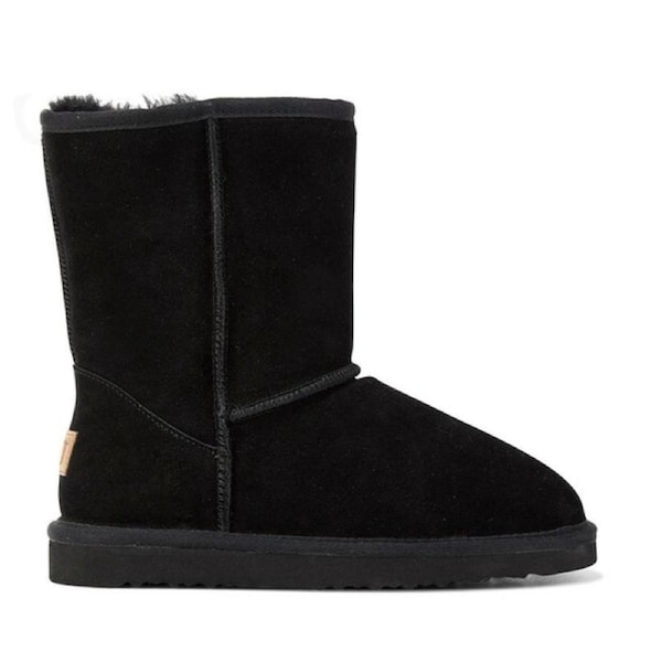 GROSBY Jackaroo Mens UGG Boots Genuine Sheepskin Suede Leather Short Classic Black / 8