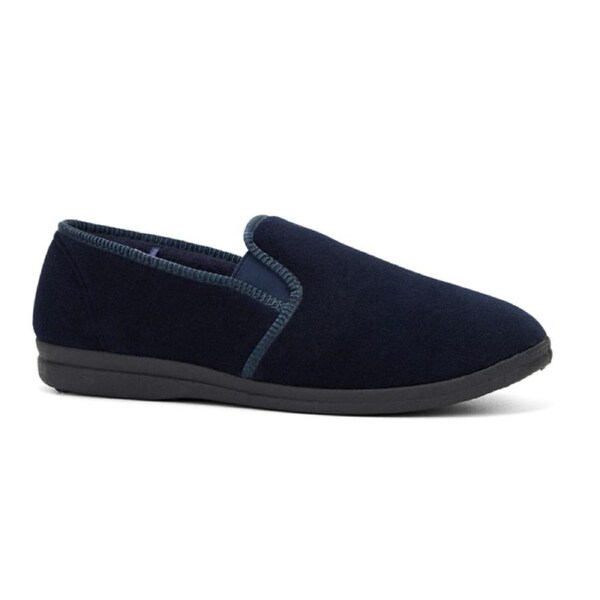 GROSBY Percy Mens Slippers Shoes Indoor Outdoor Casual Slipper Moccasins Navy Blue / 12