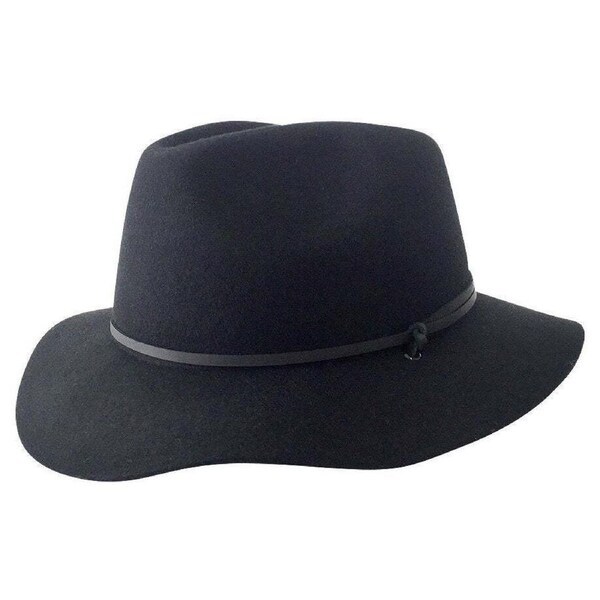 JACARU Australian Wool Poet Hat Trilby Fedora 100% WOOL Crushable Travel Genuine Black / Medium/Large