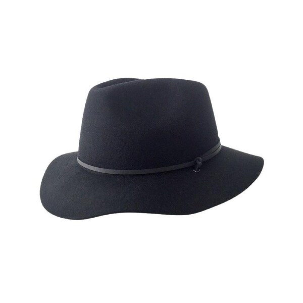 JACARU Australian Wool Poet Hat Trilby Fedora 100% WOOL Crushable Travel Genuine Black / Large/X-Large