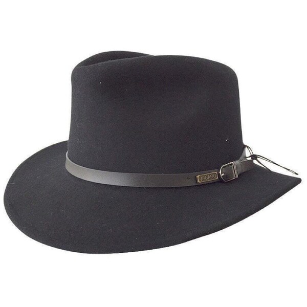 JACARU Australian Wool Hat Trilby Fedora 100% WOOL Crushable Travel Genuine 1849 Black / Large (58-59cm)