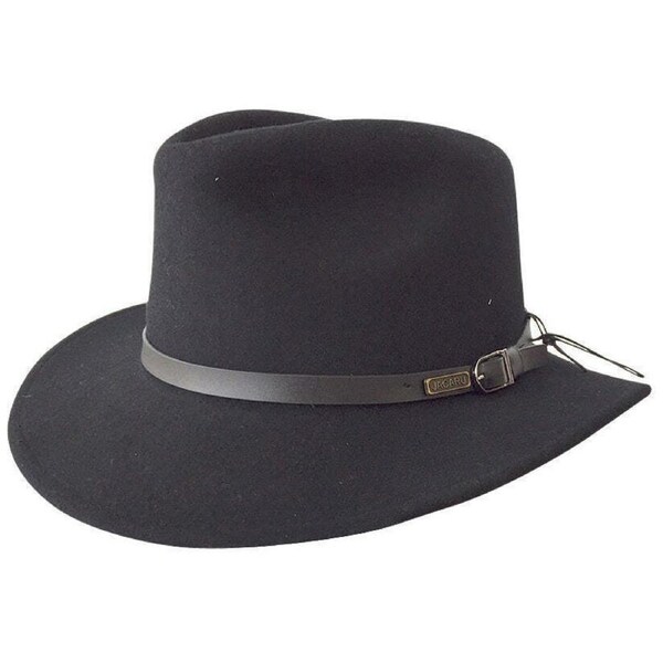 JACARU Australian Wool Hat Trilby Fedora 100% WOOL Crushable Travel Genuine 1849 Black / Small (54-55cm)