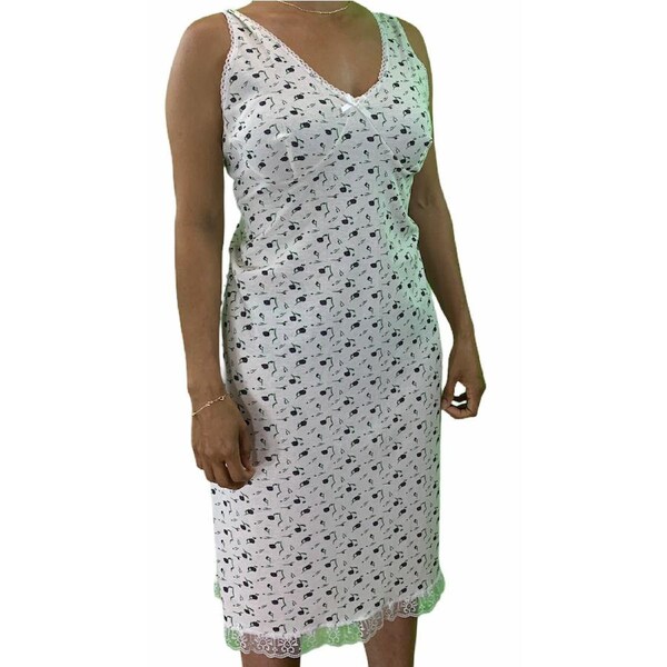 Womens Ladies Cotton Nightie Night Gown Slip Petticoat PJs Sleepwear Dress Purple / 16