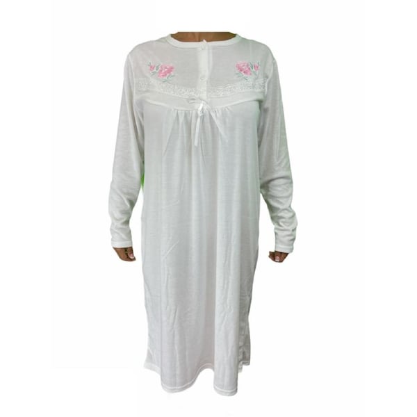 Womens Ladies Cotton Nightie Night Gown Pajamas Pyjamas Sleepwear PJ White / 22