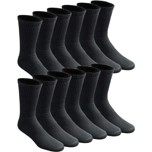12 Pairs Bamboo Socks Unisex Premium Fiber Sock Super Soft Crew Black / 6-11