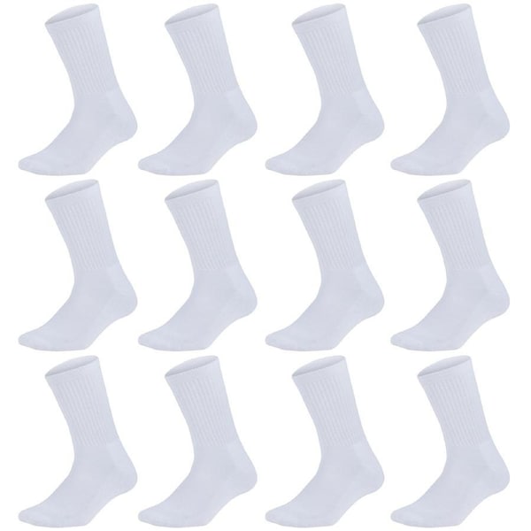 12 Pairs Bamboo Socks Unisex Premium Fiber Sock Super Soft Crew White / 6-11