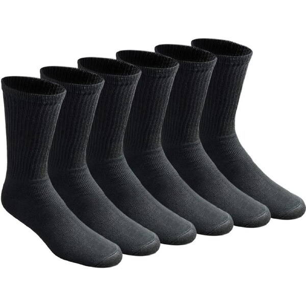 6 Pairs Bamboo Socks Unisex Premium Fiber Sock Super Soft Crew Tennis Sox Black / 6-11