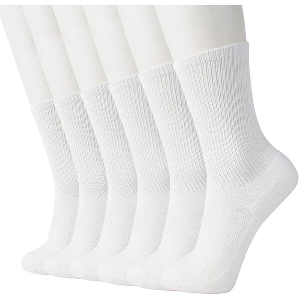 6 Pairs Bamboo Socks Unisex Premium Fiber Sock Super Soft Crew Tennis Sox White / 6-11