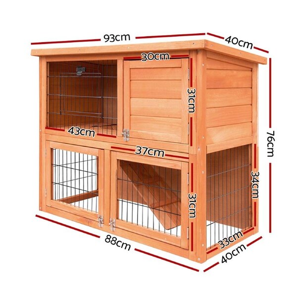 i.Pet Rabbit Hutch Chicken Coop Wooden L XL House Cage Metal Outdoor 93 x 40 x 76cm