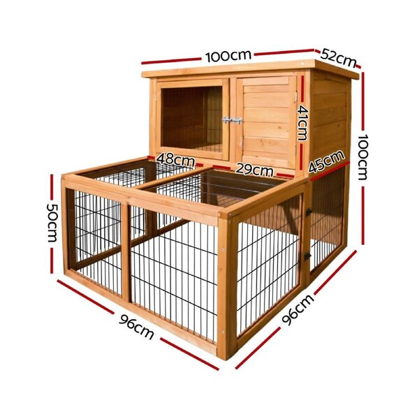 i.Pet Rabbit Hutch Chicken Coop Wooden L XL House Cage Metal Outdoor 100 x 100 x 96cm
