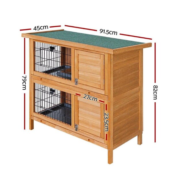 i.Pet Rabbit Hutch Chicken Coop Wooden L XL House Cage Metal Outdoor 82 x 91.5 x 45cm