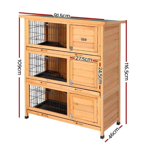 i.Pet Rabbit Hutch Chicken Coop Wooden L XL House Cage Metal Outdoor 92.5cm x 46cm x 116.5cm