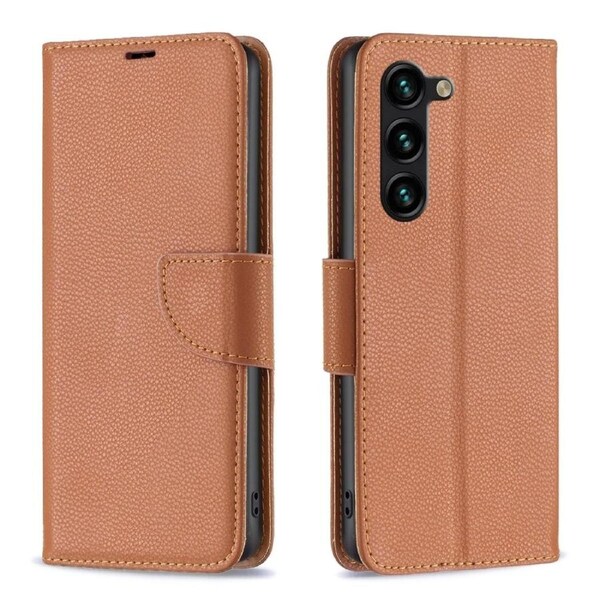 For Samsung Galaxy S24+ Plus Case, Lychee Folio Wallet PU Leather Cover, Kickstand, Brown