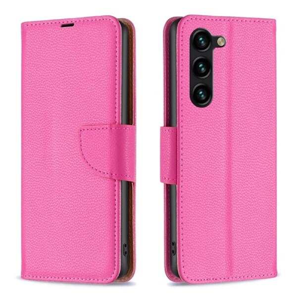 For Samsung Galaxy S24+ Plus Case, Lychee Folio Wallet PU Leather Cover, Kickstand, Rose Red