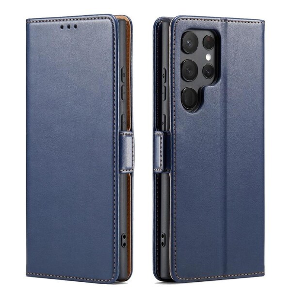 For Samsung Galaxy S24 Ultra Case Leather Flip Wallet Folio Cover Blue