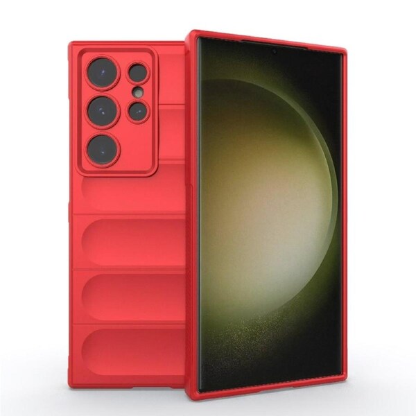 For Samsung Galaxy S24 Ultra Case, Wavy Shield, Grippy Shielding Cover, Red