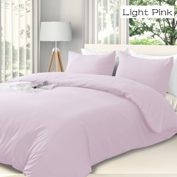 LINENOVA Hotel Quality Soft Quilt Cover Sets Duvet Cover Pillowcases Set All Size - 10 Colors Choice King / Light Pink