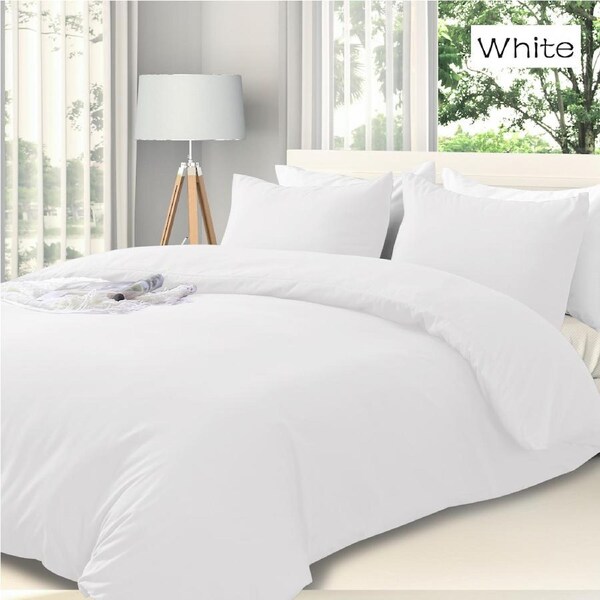 LINENOVA Hotel Quality Soft Quilt Cover Duvet Cover Pillowcases Set All Size - 10 Colors Choice King / White