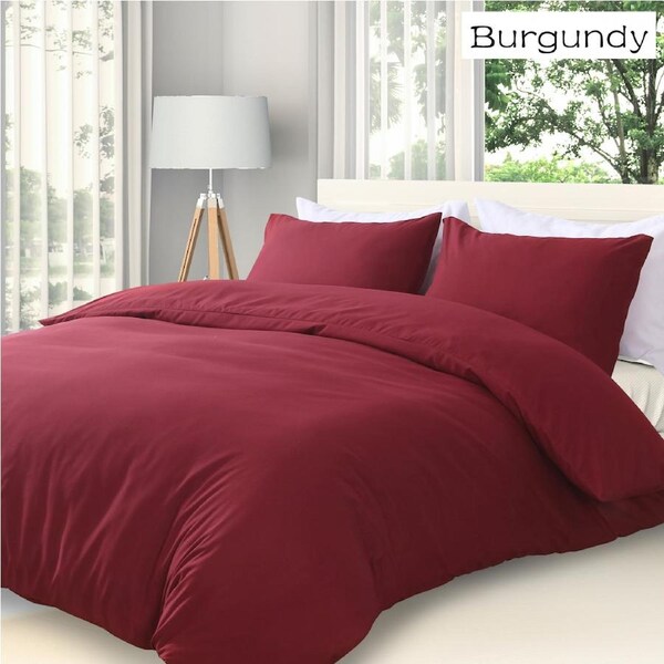 LINENOVA Hotel Quality Soft Quilt Cover Duvet Cover Pillowcases Set All Size - 10 Colors Choice Super King / Burgundy