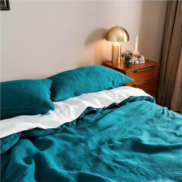 Dickies Gauze Texture Quilt Cover Set Peacock Queen