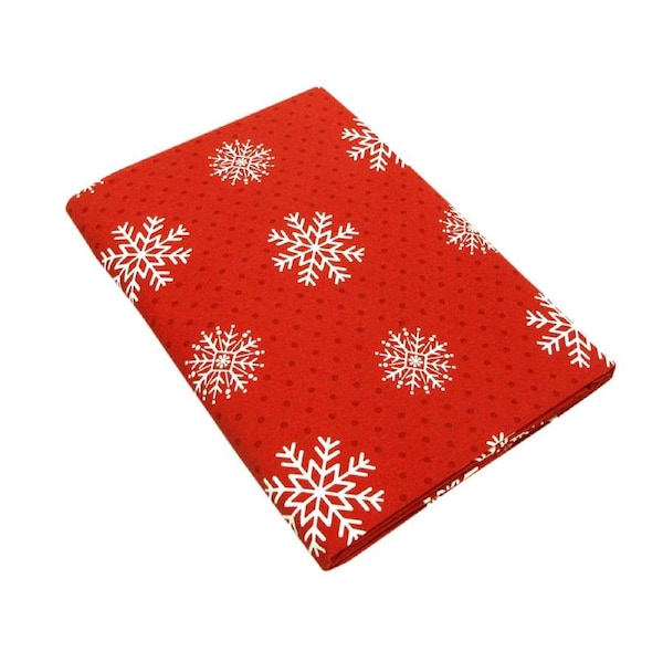 Snowflake Red Polyester Table Cloth Rectangular 152 x 213cm