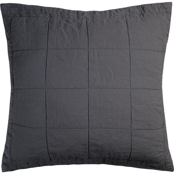 Bambury Home Living Linen Quilted Euro Pillow Sham Charcoal 65cm x 65cm