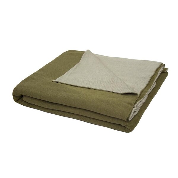 Bambury Decorative Ultra Soft Dolores Throw Olive Cotton Knitted 130 x 200cm