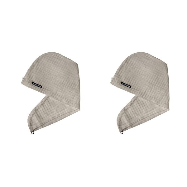 2x Bambury Home Living soft Matrix Microfibre Hair Wrap Stone Knitted 65 x 25cm