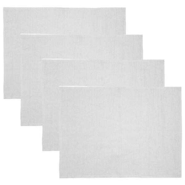 4x Bambury Tableware/Dinnerware Linen Placemat 33x45cm Silver Home Decor